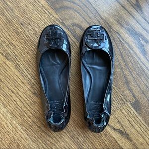 Tory Burch Black Patent Leather Reva Flats